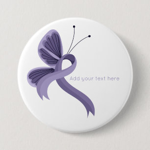 Lavender Awareness Ribbon Butterfly Button