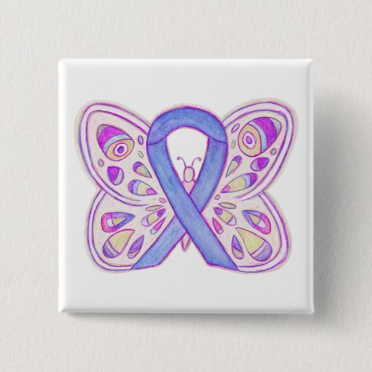 Lavender Awareness Ribbon Heart Art Pin Button (Voorkant)