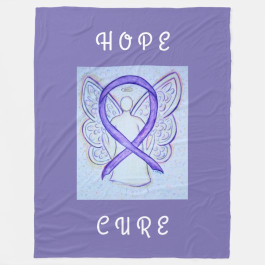 Lavender Awareness Ribbon Hope Angel Chemo Blanket Fleece Deken (Voorkant)