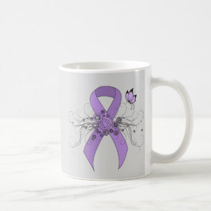 Lavender Awareness Ribbon with Butterfly Koffiemok