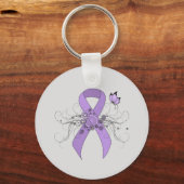 Lavender Awareness Ribbon with Butterfly Sleutelhanger (Voorkant)