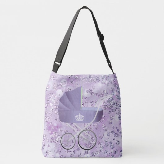 Lavender Baby Carriage Bokeh Bling Crossbody Tas (Achterkant)