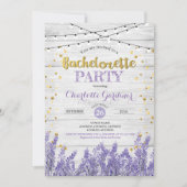 Lavender bachelorette invitation Bois rustique (Devant)