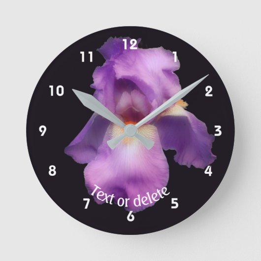 Lavender Bearded Iris Flower Personalized   Ronde Klok (Voorkant)
