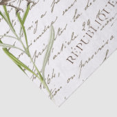 Lavender Bird Briefkaart French Script Decoupage Tissuepapier (Detail)