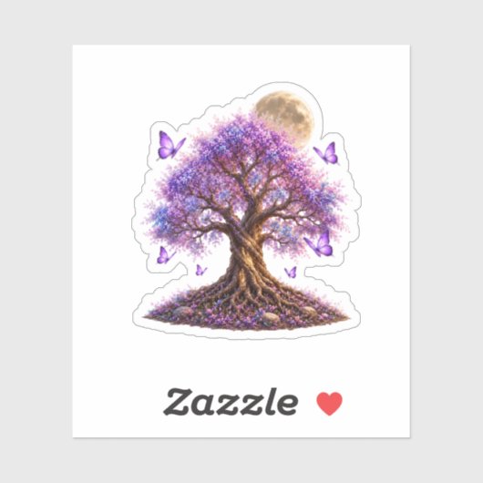 Lavender Blossom Moon Tree Sticker (Feuille)