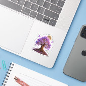 Lavender Blossom Moon Tree Sticker (Ordinateur portable avec iPhone)