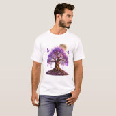 Lavender Blossom Moon Tree White T-Shirt (Devant entier)