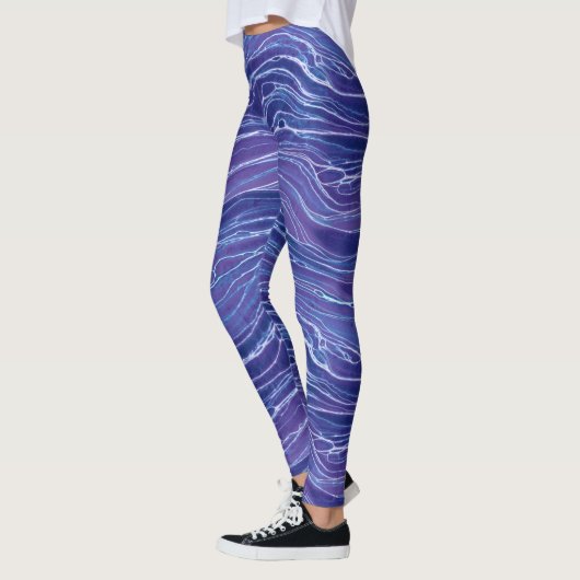 Lavender Blue Abstract Waves Pattern Leggings (Links)