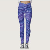 Lavender Blue Abstract Waves Pattern   Leggings (Voorkant)