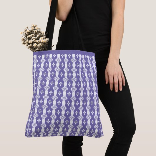 Lavender Blue en White Geometric Pattern Draagtas (Dichtbij)