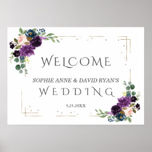 Lavender Blue Flowers Gold Weduwen Welkomstteken Poster