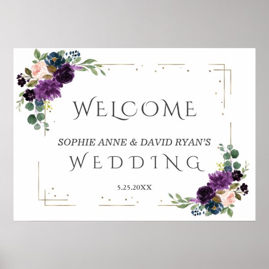 Lavender Blue Flowers or Mariage Affiche de bienve (Devant)