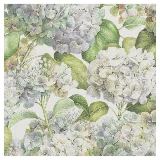 lavender Blue Hydrangea Floral Pattern Stof (Close Up)
