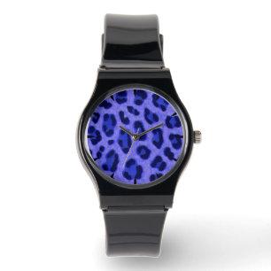 Lavender Blue Leopard Animal Print Skin Patroon Horloge