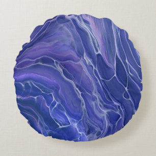 Lavender Blue Marble Acrylic Abstract Rond Kussen