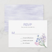 Lavender Blue Pink Waterverf Flowers RSVP (Voorkant / Achterkant)
