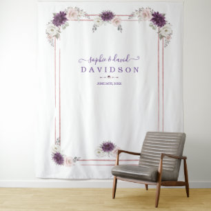 Lavender Blush Floral Wedding Gold Foto Booth Wandkleed