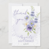 Lavender Boho A Little Wildflower Baby shower Bedankkaart (Voorkant)