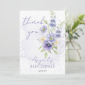 Lavender Boho A Little Wildflower Baby shower Bedankkaart (Staand voorkant)