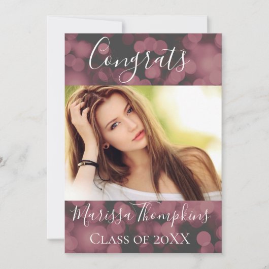 Lavender Bokeh Chic Graduation Card Invitation (Devant)