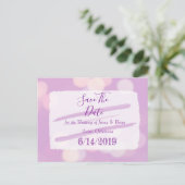 Lavender Bokeh Wedding Save the Date Briefkaart (Staand voorkant)