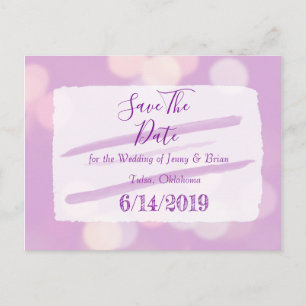 Lavender Bokeh Wedding Save the Date Briefkaart