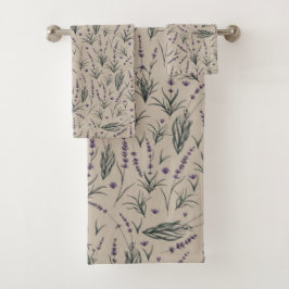 Lavender Botanical Bathroom Towel Set Bad Handdoek