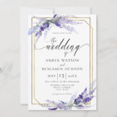 Lavender Botanical Floral Dusty Puple Wedding Kaart (Voorkant)