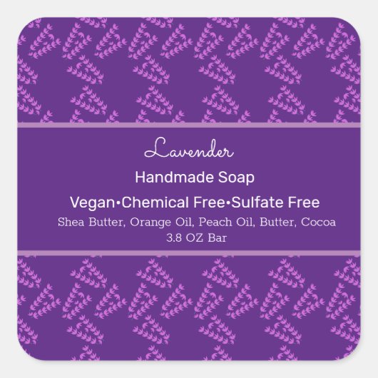 Lavender Botanical Handmade Soap Beauty Branding Vierkante Sticker (Voorkant)