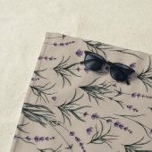 Lavender Botanical Pattern Beach Towel Strandlaken (In situ)