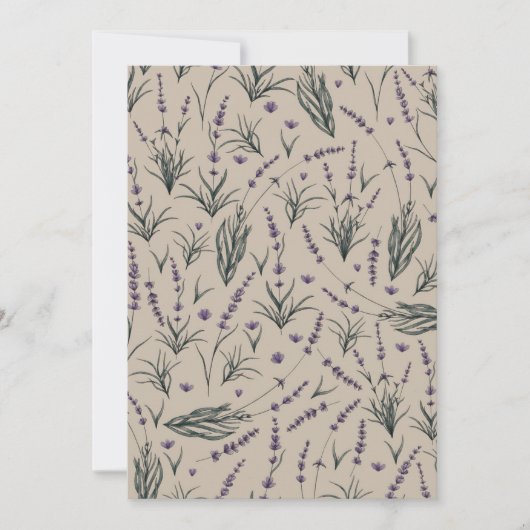 Lavender Botanical Pattern Invitation Kaart (Voorkant)
