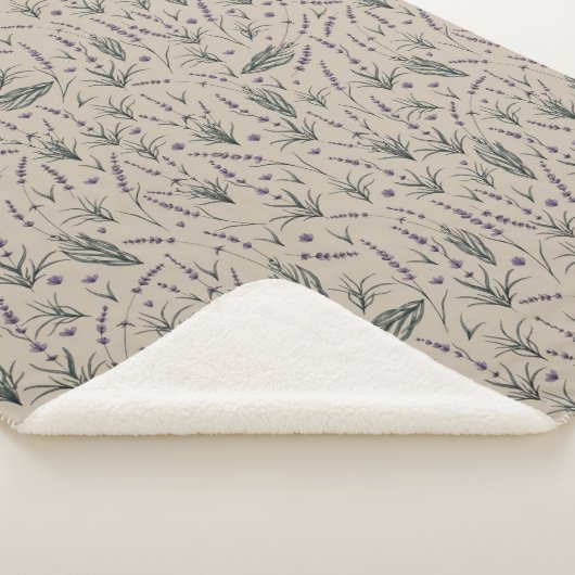 Lavender Botanical Pattern Sherpa Blanket Deken (3/4)