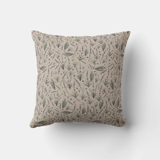 Lavender Botanical Pattern Throw Pillow Kussen (Achterkant)