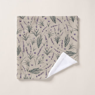 Lavender Botanical Pattern Wash Cloth Washandje