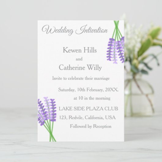 Lavender Botanical Wedding Invitation (Debout devant)