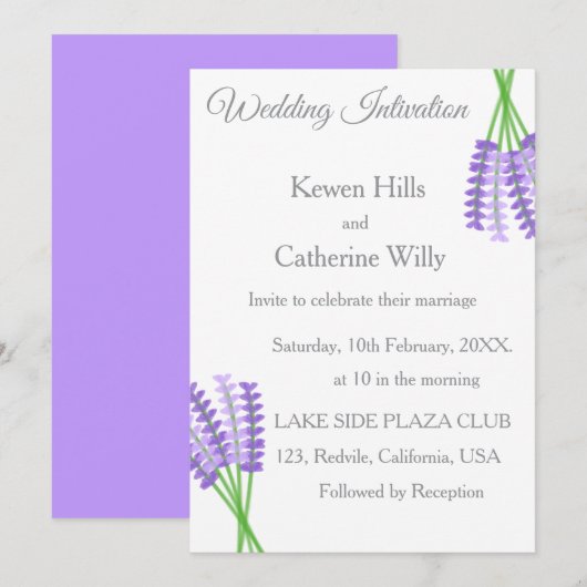 Lavender Botanical Wedding Invitation (Devant / Derrière)