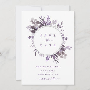 Lavender Botanical Wreath Wedding Save The Date