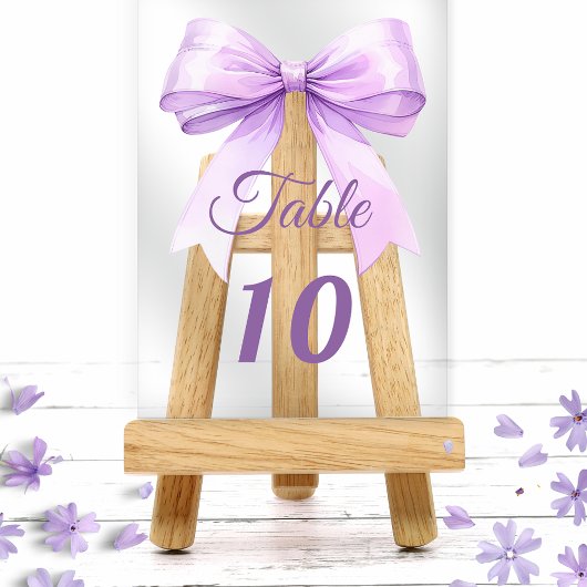 Lavender bow acrylic table number sign acryl uitnodigingen