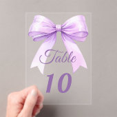 Lavender bow acrylic table number sign acryl uitnodigingen (Insitu (Draagbaar))
