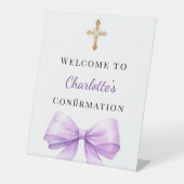 Lavender bow Confirmation welcome Reclamebord Met Voetstuk (Voorkant)
