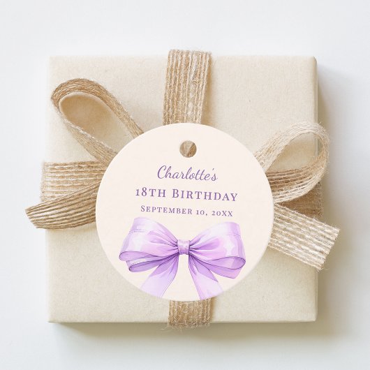 Lavender bow ivory DIY write by hand birthday Bedankjes Labels