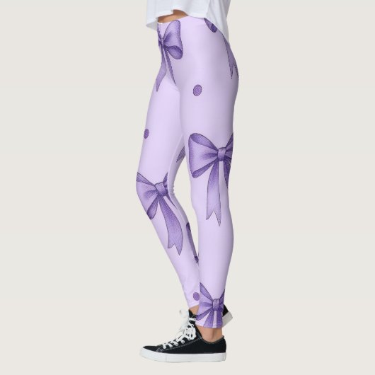 Lavender Bow Pattern Leggings (Gauche)