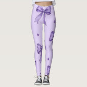 Lavender Bow Pattern Leggings (Devant)