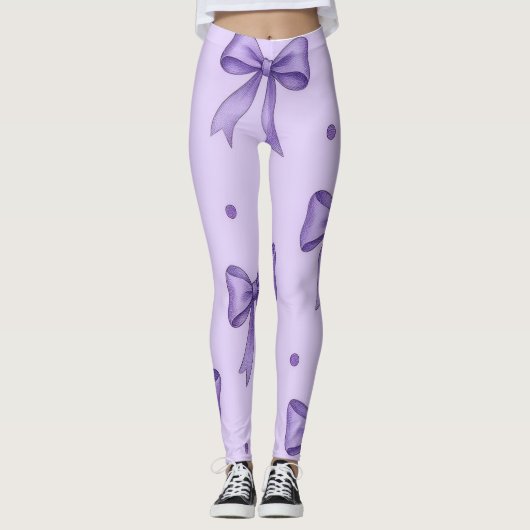 Lavender Bow Pattern Leggings (Voorkant)
