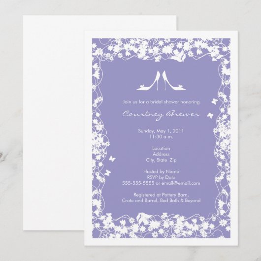 Lavender Bridal Shower Invitations - Moderne Kaart (Voorkant / Achterkant)