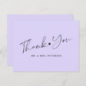 Lavender bruiloft elegant script bedankkaart (Voorkant / Achterkant)