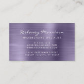 Lavender Brushed Metal Script Microblading Visitekaartje (Achterkant)