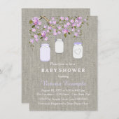Lavender Burlap Mason Jar Baby shower Kaart (Voorkant / Achterkant)