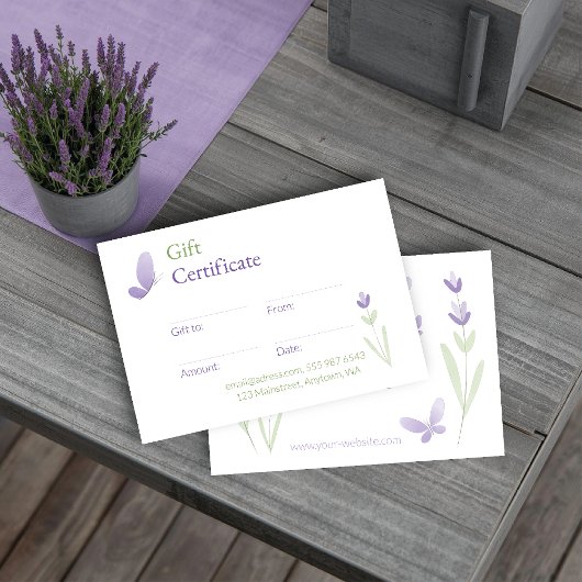 Lavender Business Branding Gift Certificate Bedankkaart
